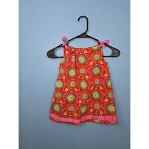 Hanna Andersson Pillowcase Sundress Floral Print Ribbon Tie Shoulder 90/18-24mos